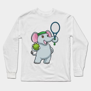 Elephant at Tennis with Tennis racket & Ball Long Sleeve T-Shirt